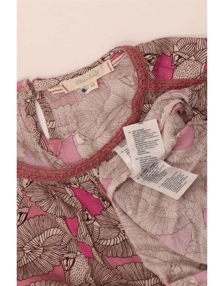 White Stuff Γυναικεία Abstract Pattern Μπλούζα Top UK 12 Medium Pink