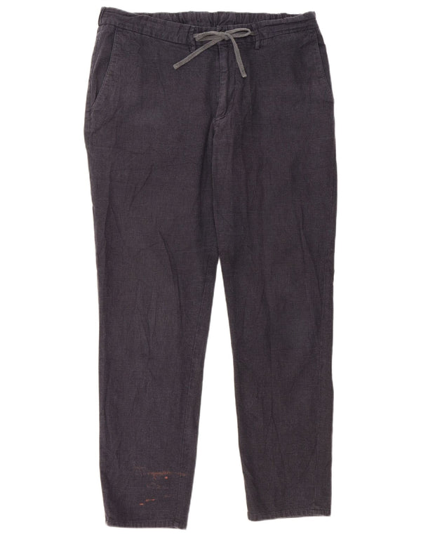 Massimo Dutti Mens Chino Trousers EU 44 Large W34 L29 Navy Blue Check