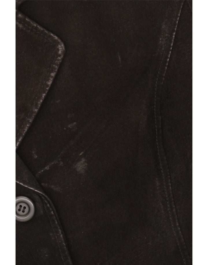 GYPSY Γυναικείο τζάκετ με 3 κουμπιά Suede Blazer UK 14 Medium μαύρο δέρμα