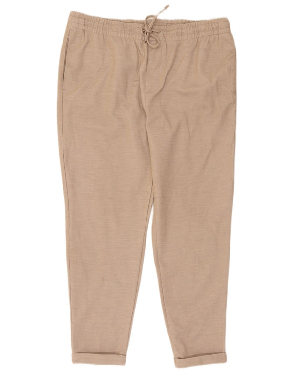 Zara Γυναικείο Slim Cropped Παντελόνι XL W34 L26 Beige Polyester