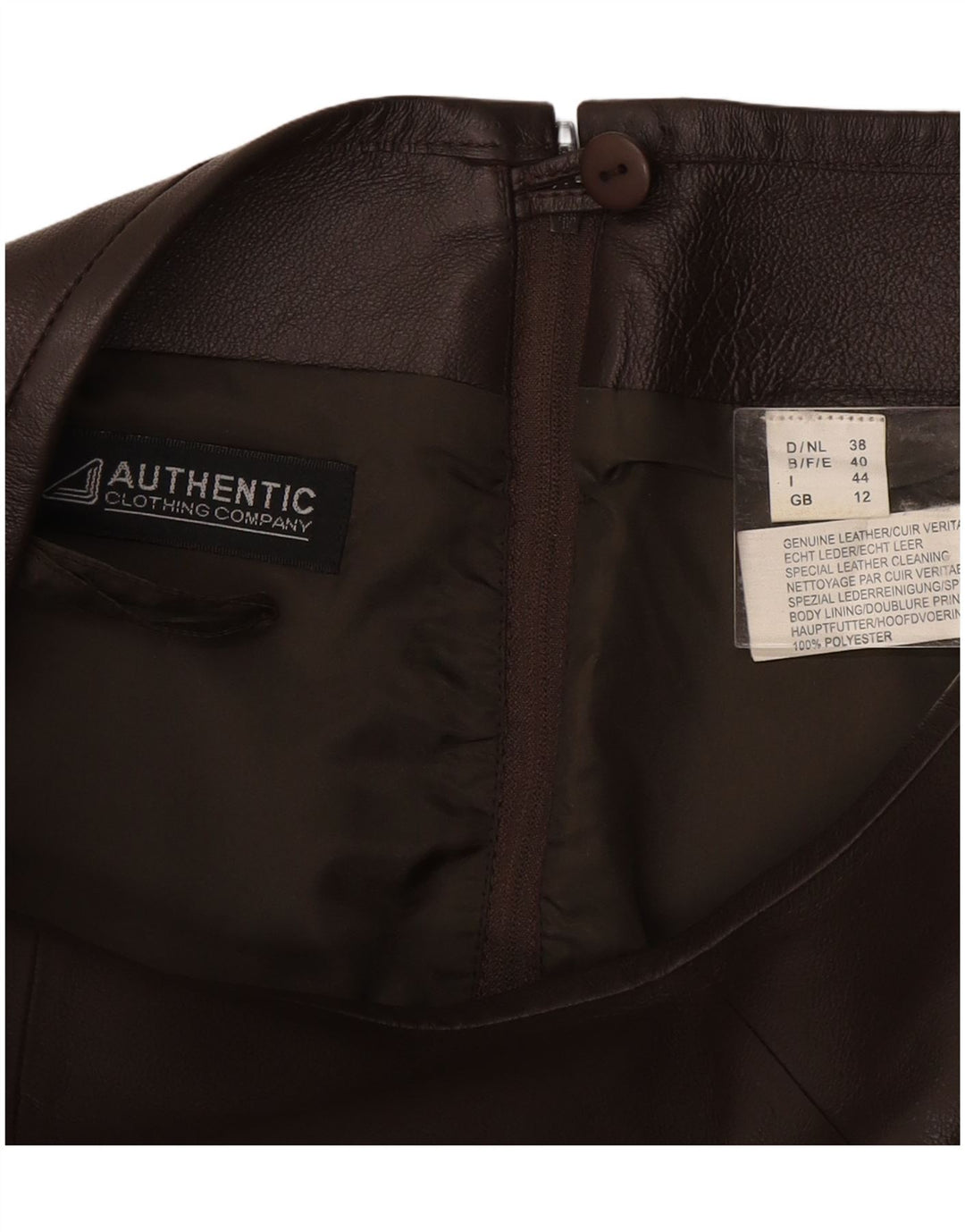 VINTAGE Γυναικεία Δερμάτινη Φούστα UK 12 Medium W28 Καφέ Δερμάτινη