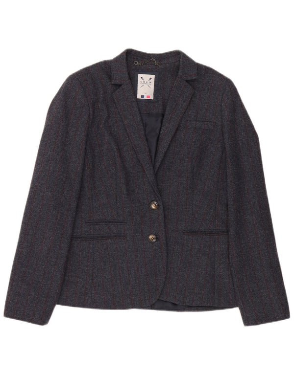 Crew Clothing Γυναικείο τζάκετ 2 κουμπιών UK 14 Large Grey Pinstripe Wool