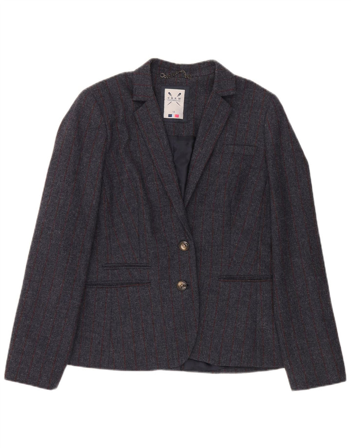 Crew Clothing Γυναικείο τζάκετ 2 κουμπιών UK 14 Large Grey Pinstripe Wool