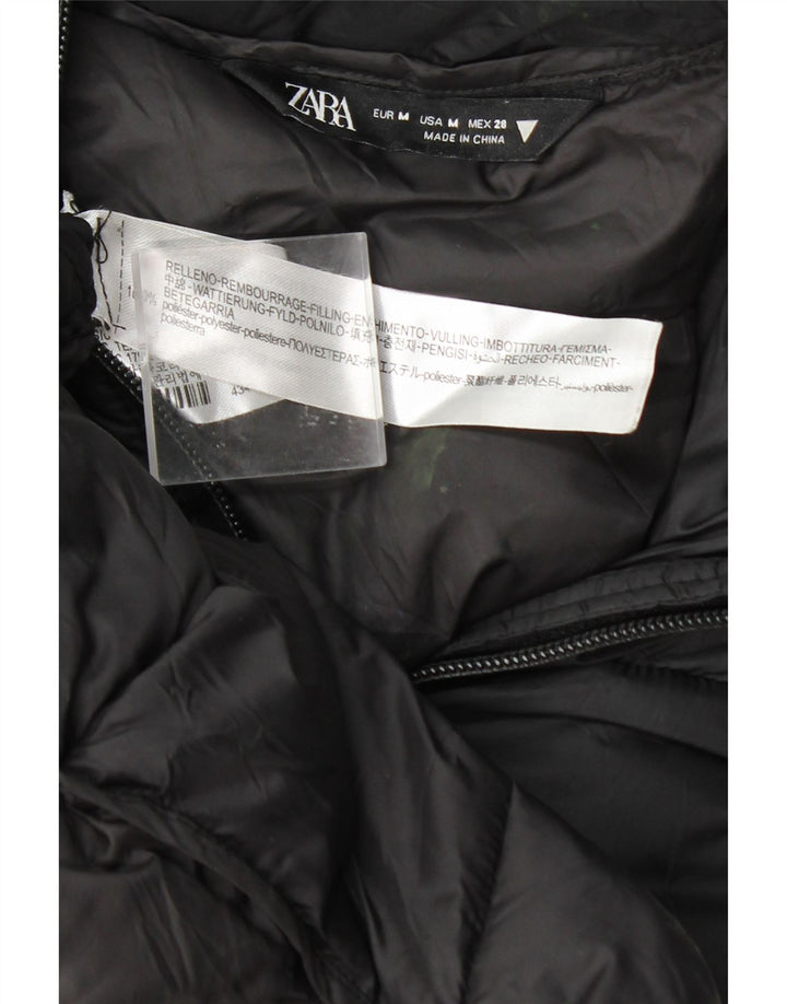 Zara Γυναικείο παλτό με κουκούλα UK 14 Medium Black Nylon