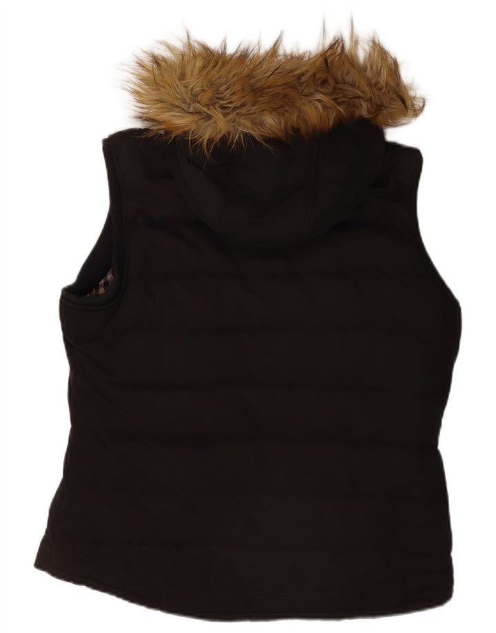 Fat Face Γυναικεία κουκούλα με επένδυση Gilet UK 12 μεσαίο μαύρο πολυεστέρας