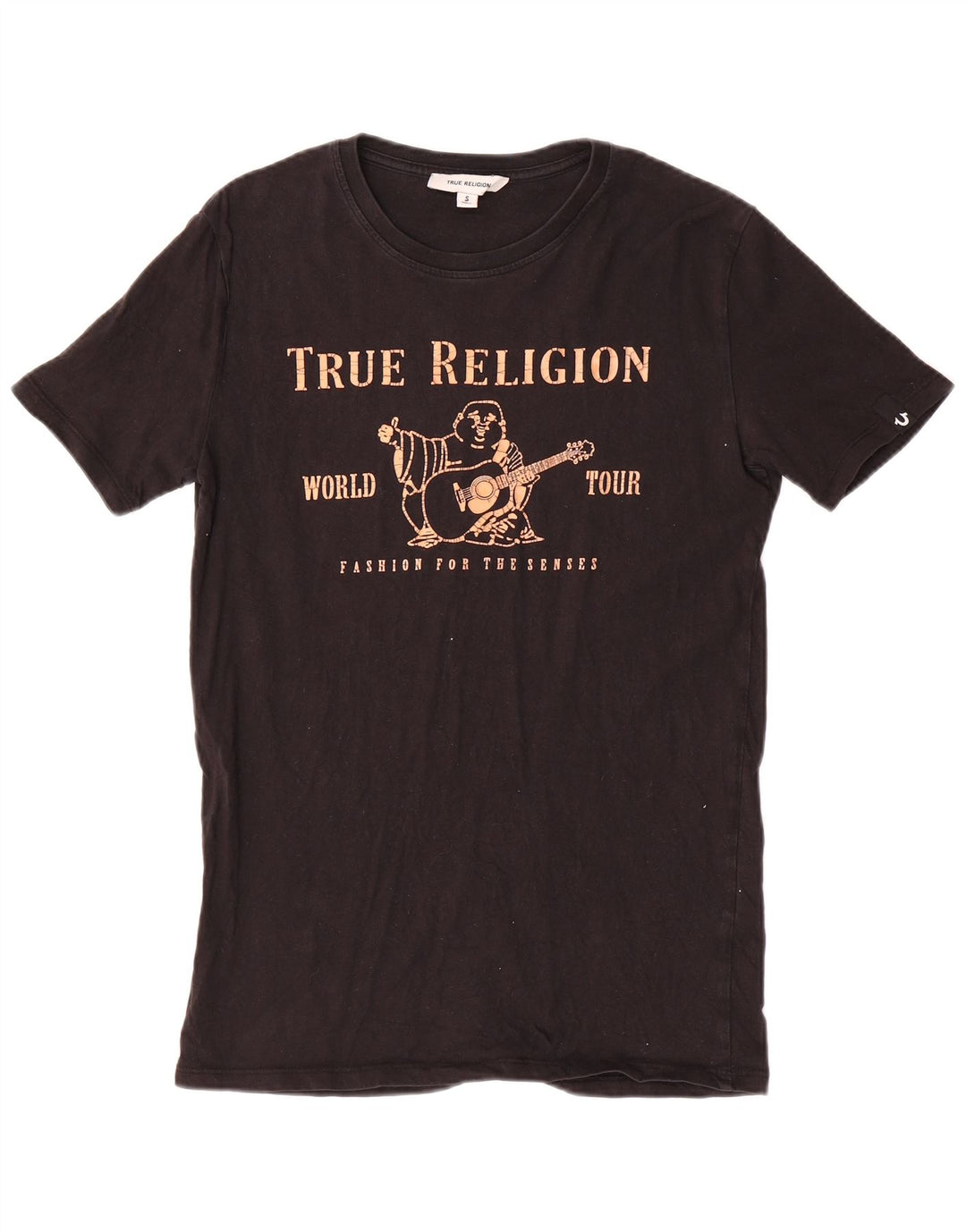 True Religion Ανδρικό γραφικό T-Shirt Top Μικρό μαύρο βαμβακερό