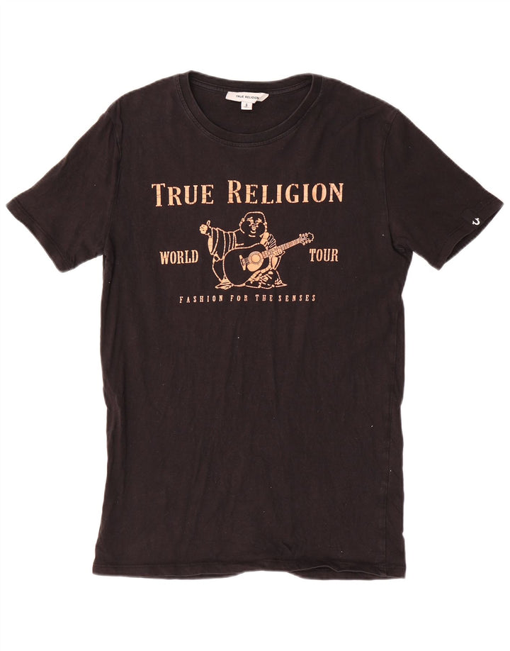 True Religion Ανδρικό γραφικό T-Shirt Top Μικρό μαύρο βαμβακερό