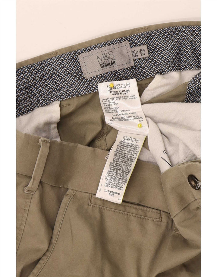 Marks & Spencer Ανδρικό κανονικό παντελόνι Chino W38 L33 Μπεζ βαμβακερό