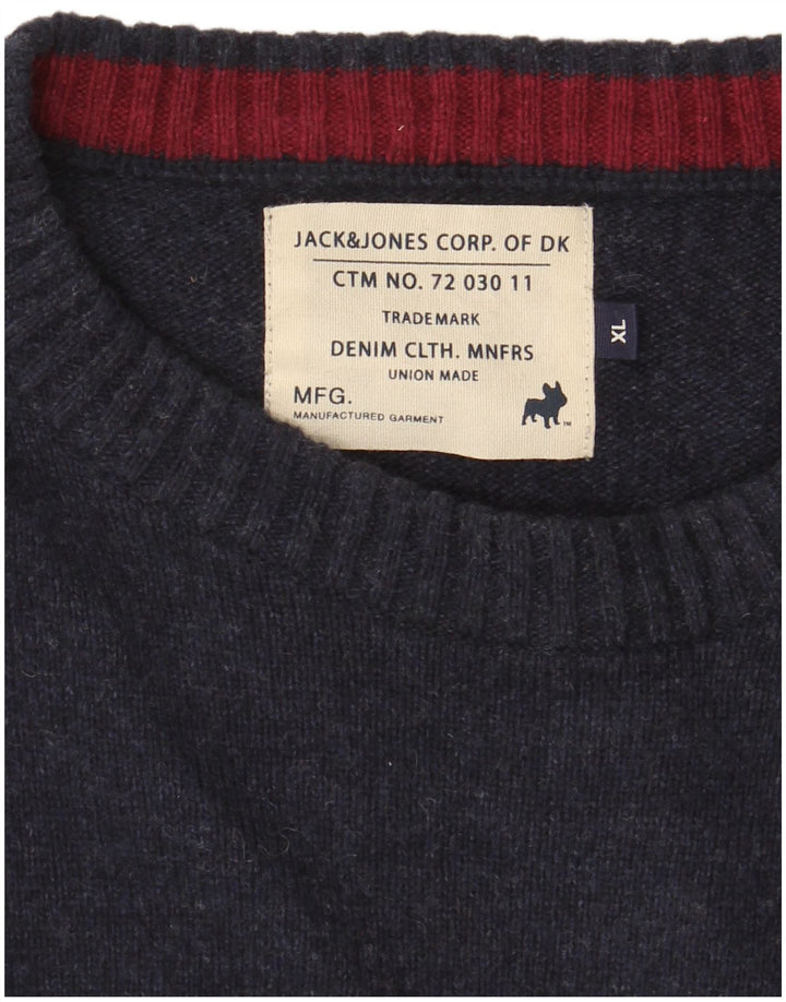 Jack & Jones Ανδρικό πουλόβερ με λαιμόκοψη XL Navy Blue