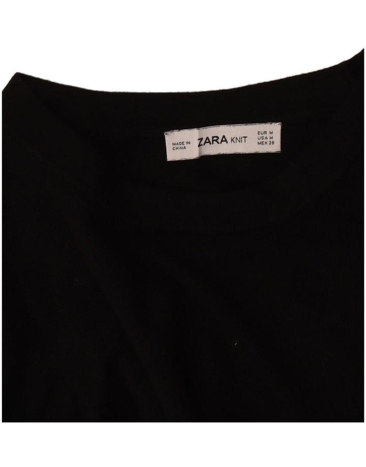 Zara Γυναικείο πουλόβερ με λαιμόκοψη UK 12 Medium Μαύρο