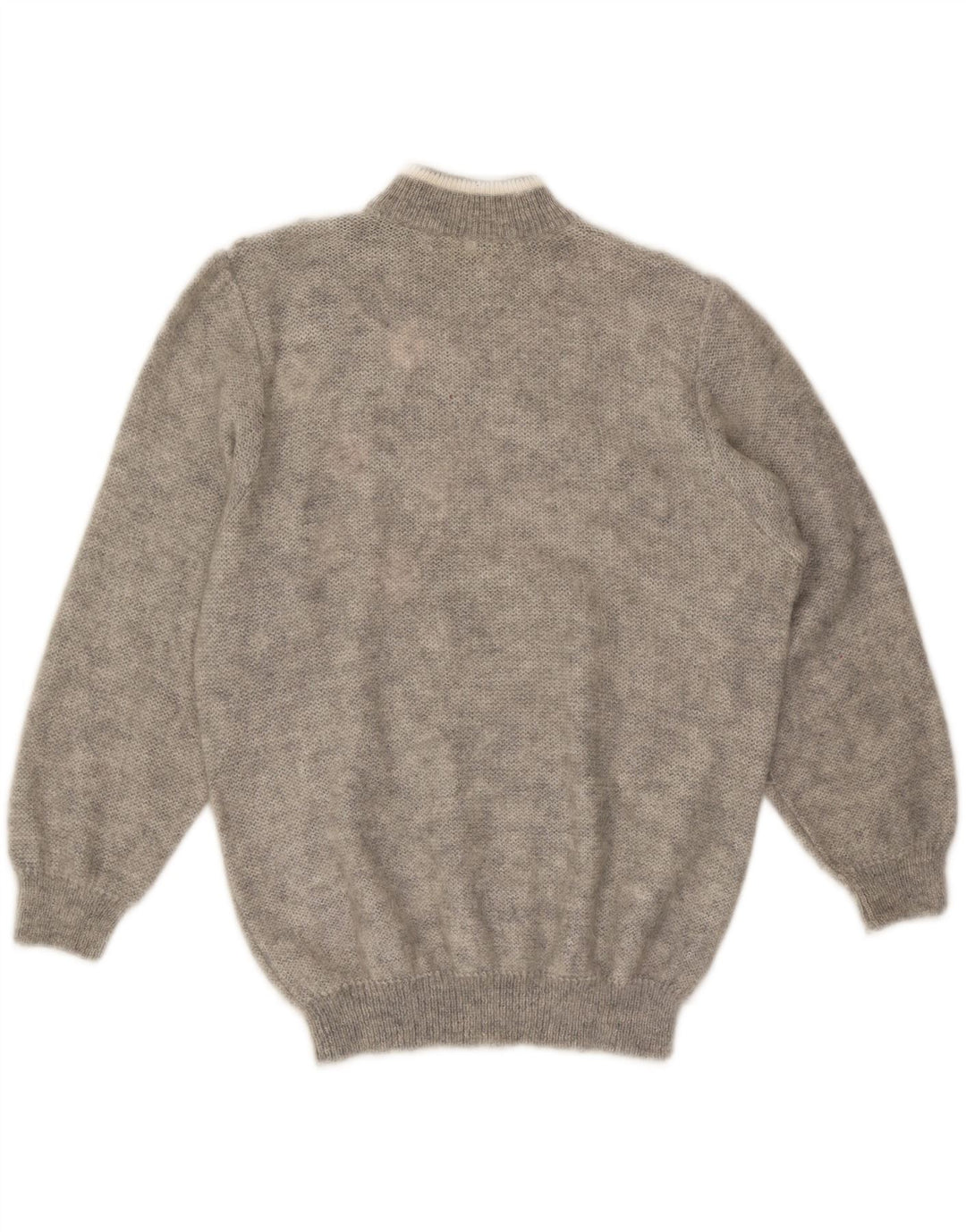 VINTAGE Γυναικείο πουλόβερ με λαιμό χελώνα UK 18 XL Γκρι λουλουδάτο μοχέρ