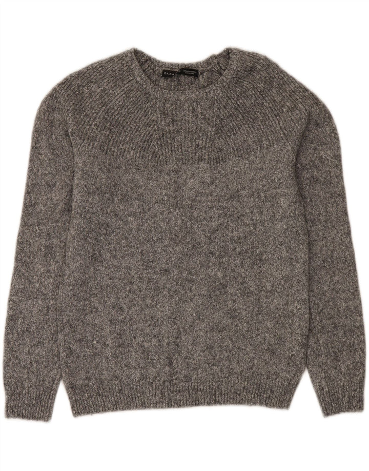 Ανδρικό πουλόβερ Zara Boat Neck Jumper Μαλλί μεσαίου γκρι