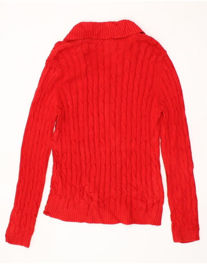 CHAPS Womens Shawl Neck Jumper Sweater UK 14 Large Red Cotton Vintage Chaps and Second-Hand Chaps from Messina Hembry 