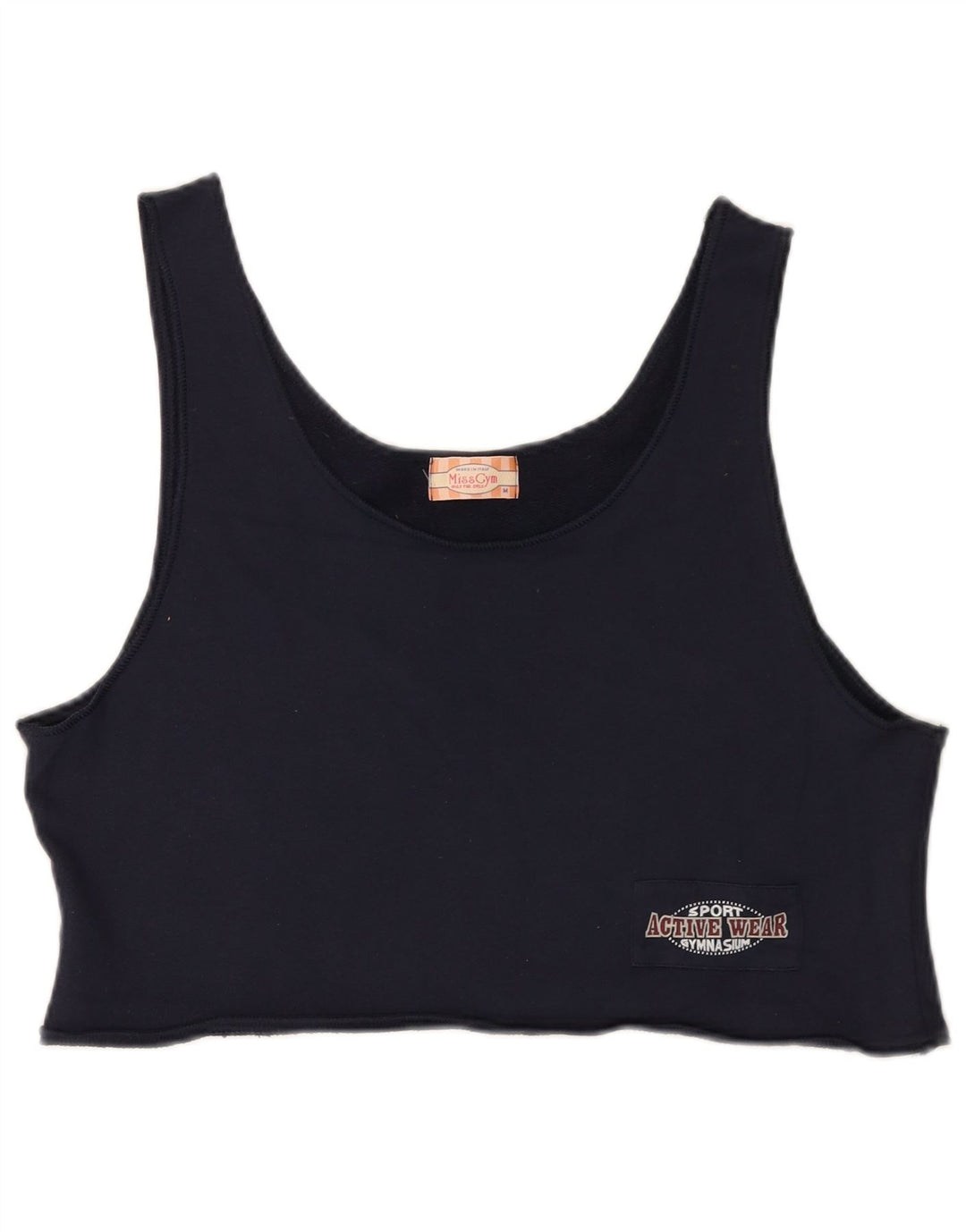Vintage Γυναικείο Crop Γιλέκο UK 14 Medium Navy Blue Cotton