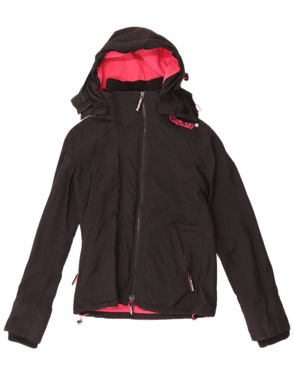 Superdry Womens The Windcheater Hooded Windbreaker Jacket UK 6 XS Black