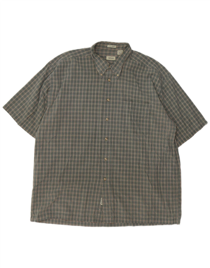 Ανδρικό κοντομάνικο πουκάμισο IZOD XL Χακί βαμβακερό