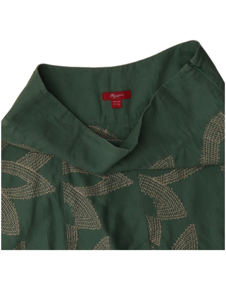 MONSOON Γυναικεία φούστα χαμηλής μέσης σε γραμμή Α UK 10 Small W32 Πράσινη φλοράλ βαμβακερή