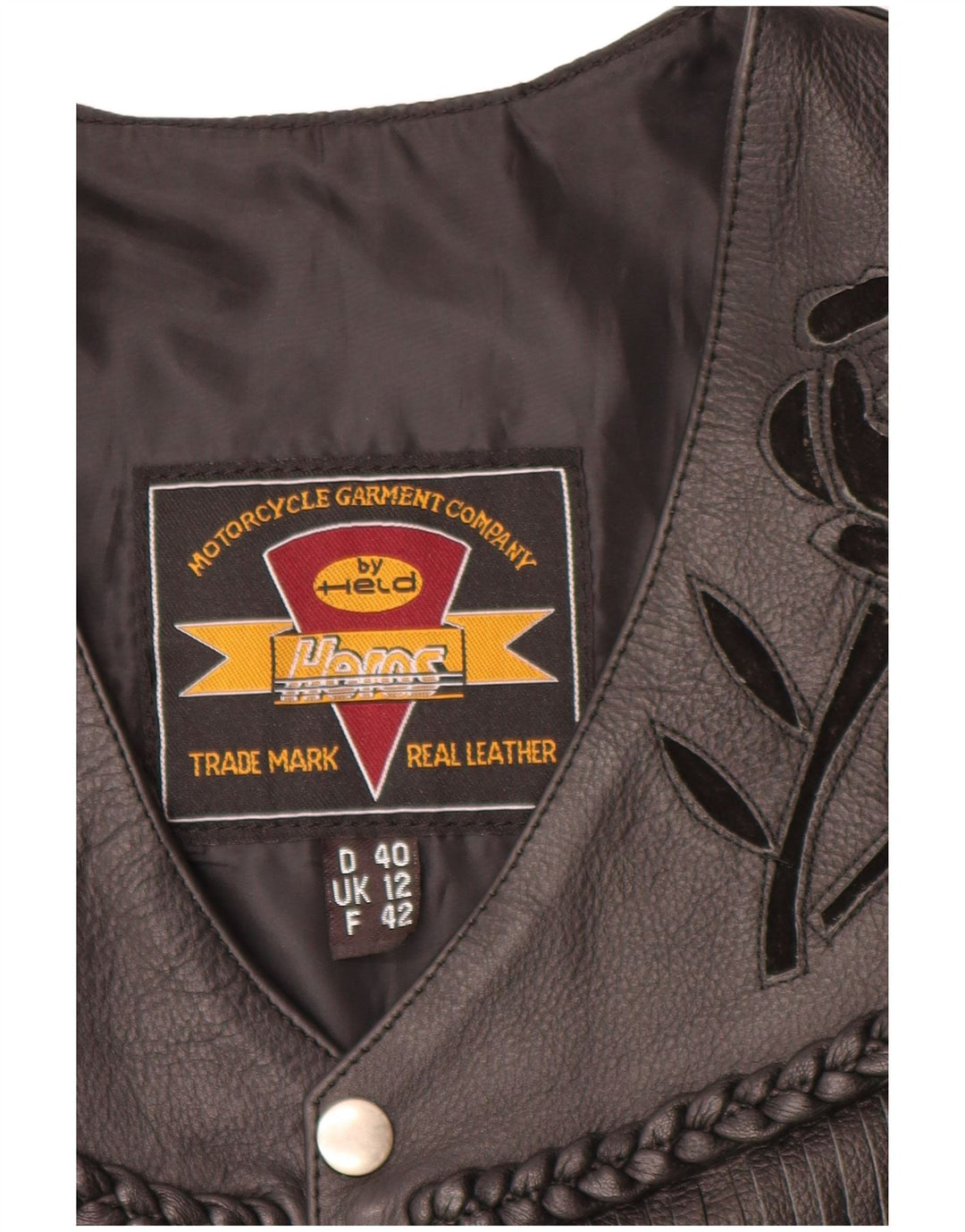 HELD Γυναικείο Γιλέκο Μοτοσικλέτας Crop UK 12 Medium Black Floral Leather