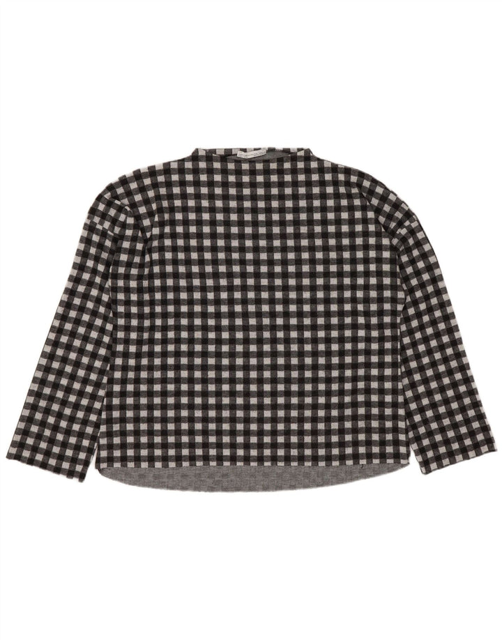 Zara Γυναικείο Trafaluc Oversized Top μακρυμάνικο UK 10 Small Black Gingham
