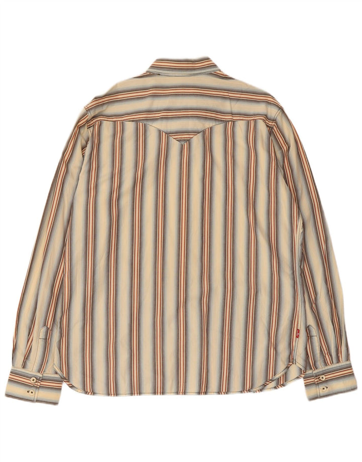 Ανδρικό πουκάμισο Levi's Large Beige ριγέ βαμβακερό