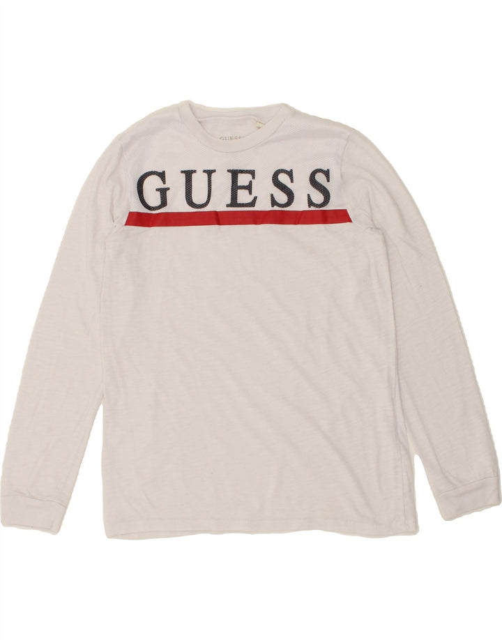 GUESS Boys Graphic Top Long Sleeve 11-12 Years White Cotton Vintage Guess and Second-Hand Guess from Messina Hembry 