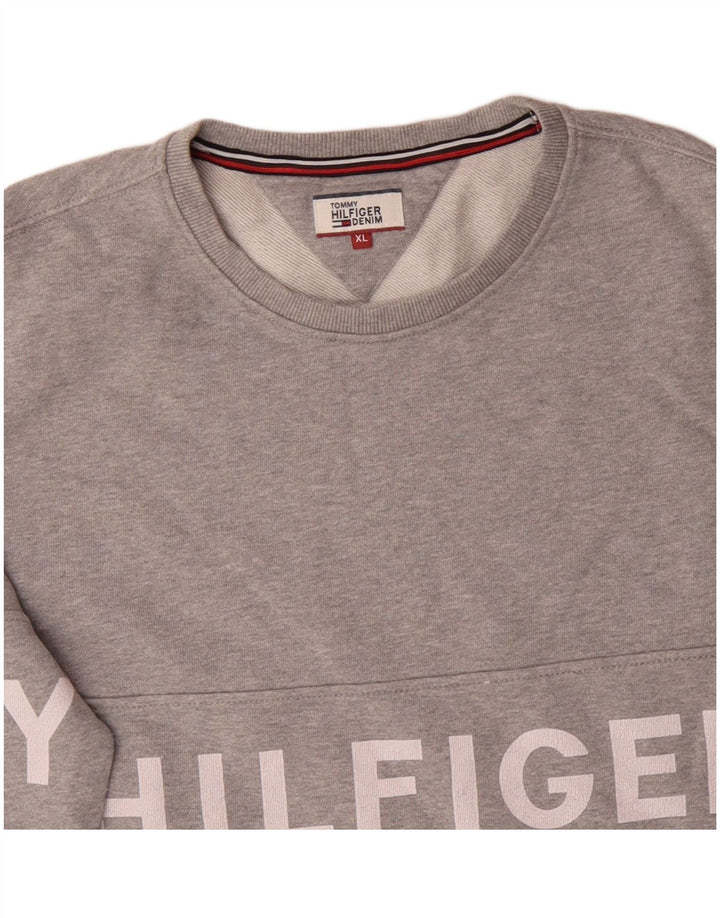 TOMMY HILFIGER Ανδρικό γραφικό φούτερ Jumper XL Γκρι βαμβακερό