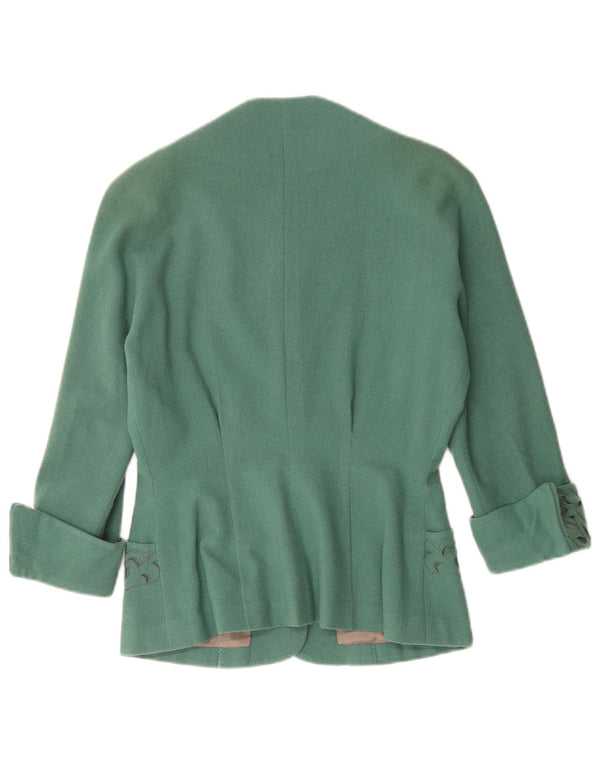 Vintage γυναικείο τζάκετ με 3 κουμπιά Blazer UK 12 Medium Green Paisley