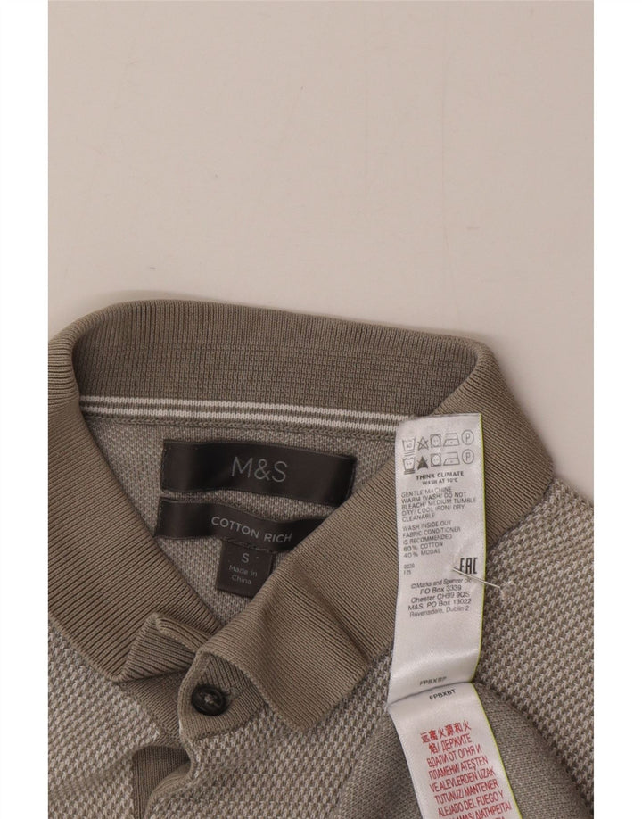 Marks & Spencer Ανδρικό πουλόβερ με κοντό μανίκι πόλο με λαιμόκοψη μικρό γκρι