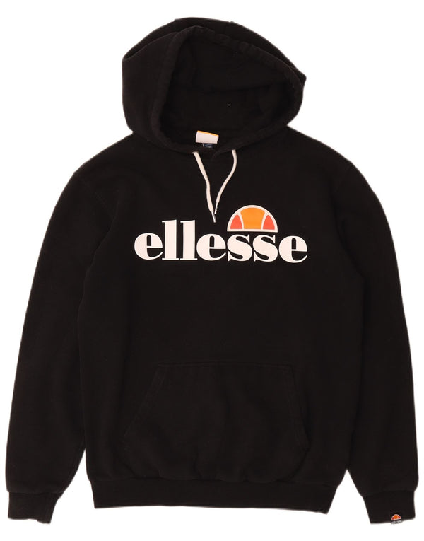 Ellesse Γυναικείο Γραφικό Hoodie Jumper UK 12 μεσαίο μαύρο βαμβακερό
