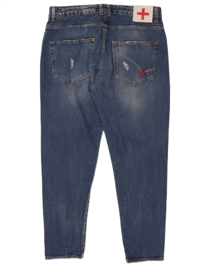 Zu Elements Mens Distressed Carrot Slim Jeans W32 L28 Μπλε βαμβακερό