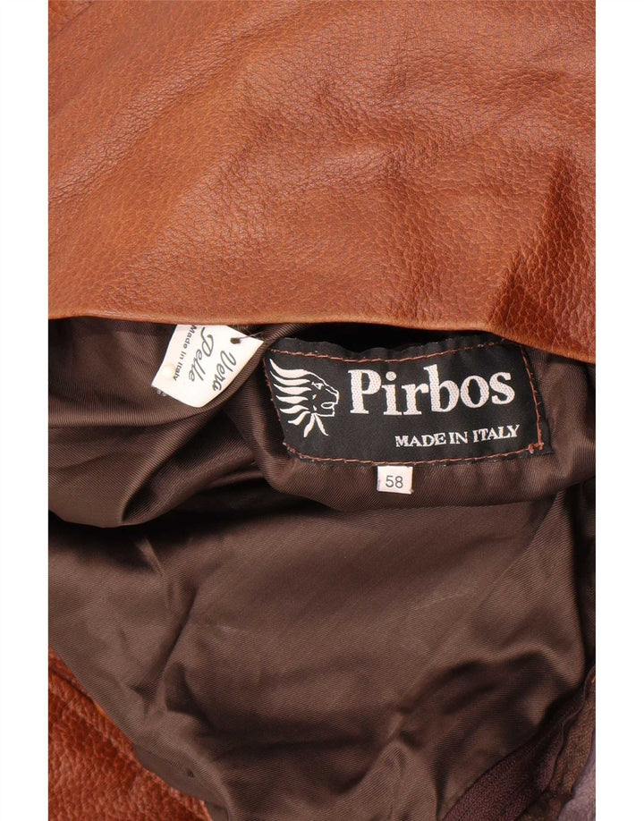 Pirbos Ανδρικό Δερμάτινο Μπουφάν IT 58 4XL Καφέ