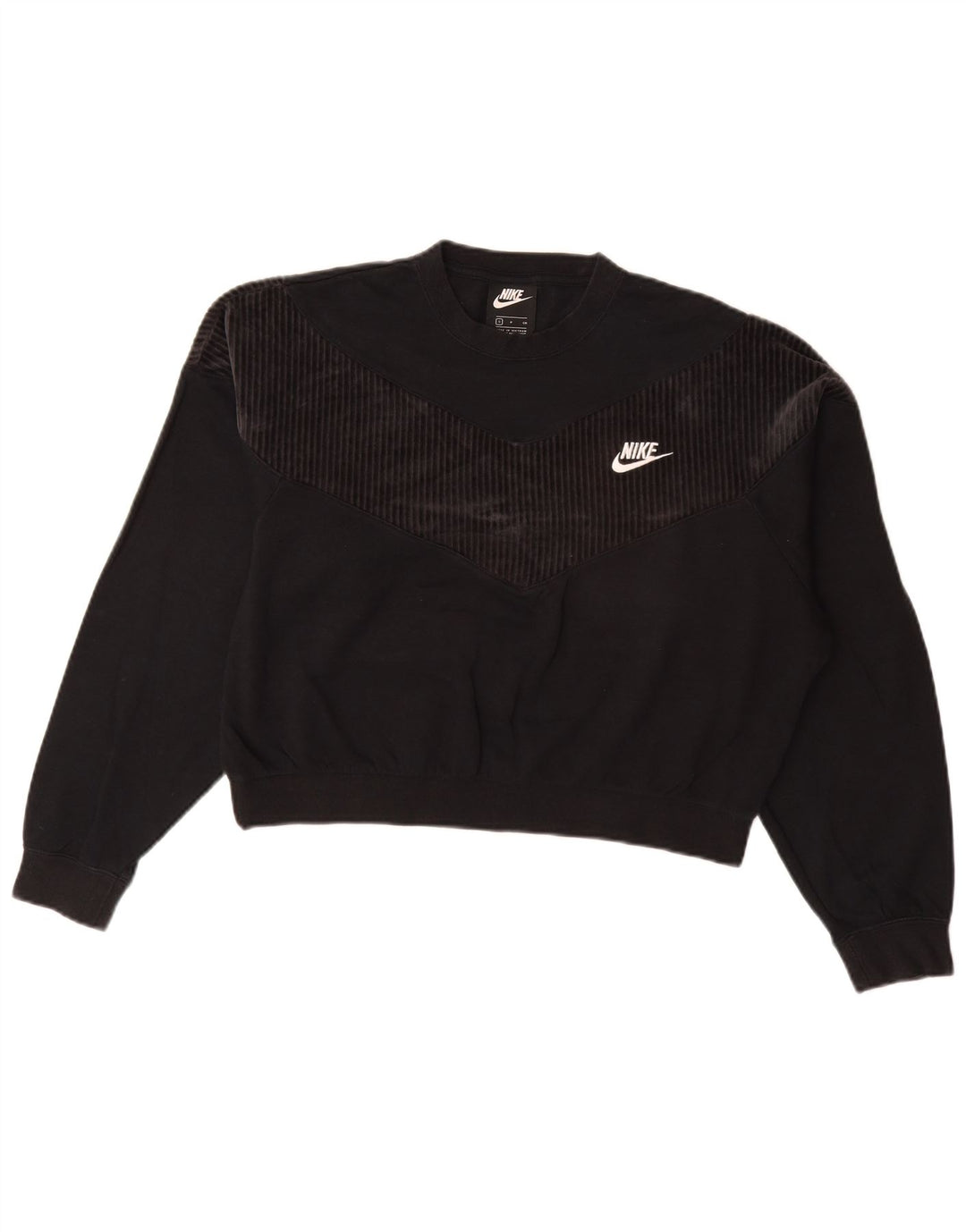 Γυναικείο φούτερ μεγάλου μεγέθους NIKE Jumper UK 10 Small μαύρο βαμβακερό
