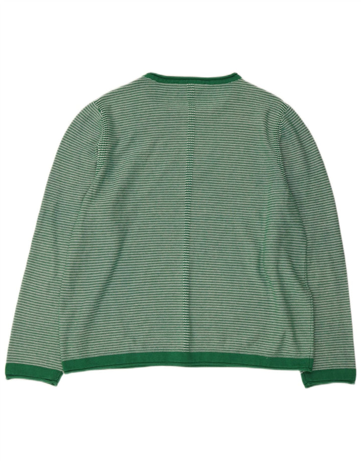 CREW CLOTHING Γυναικείο πουλόβερ με λαιμό σκάφος UK 18 XL Πράσινο ριγέ