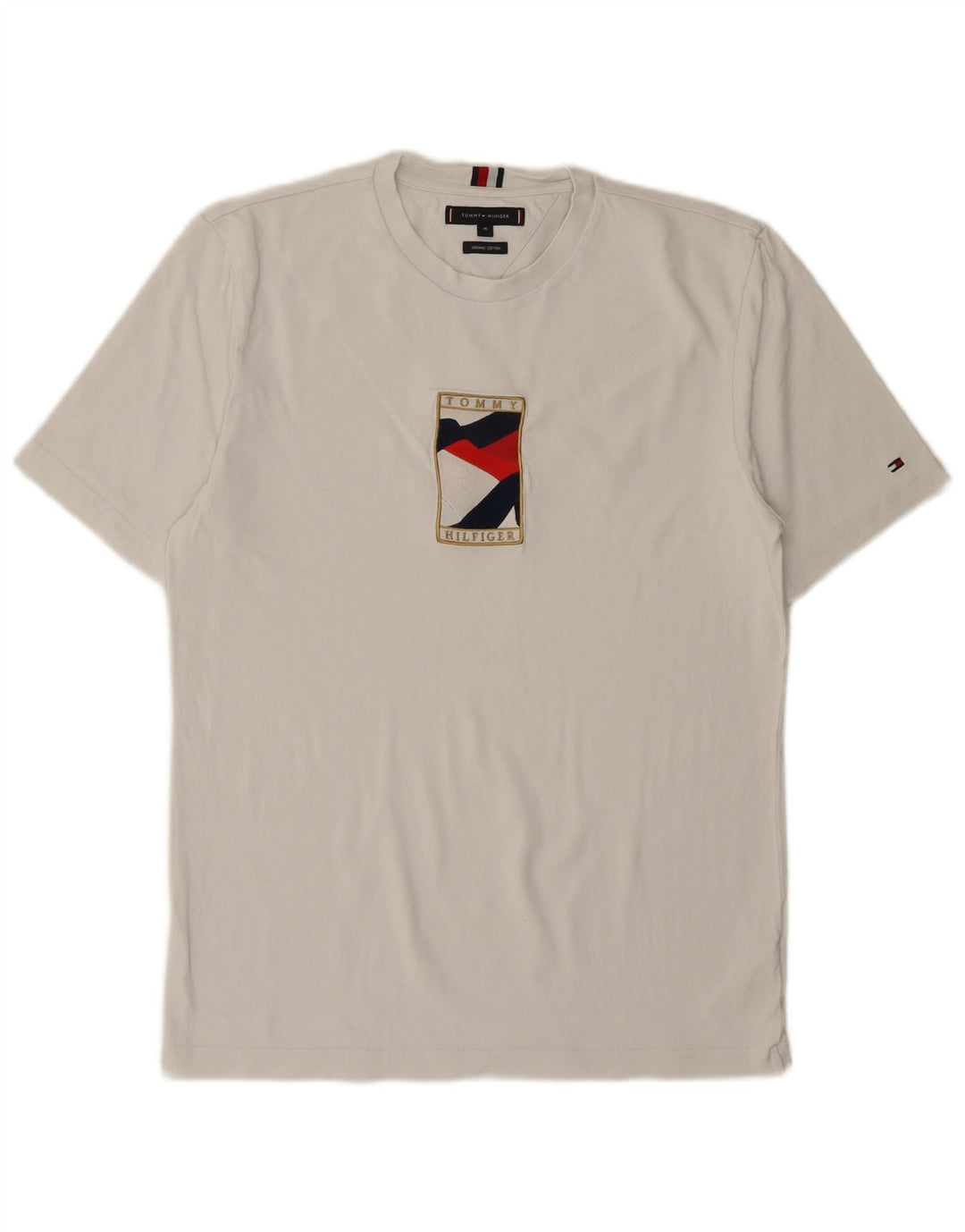 Ανδρικό γραφικό μπλουζάκι TOMMY HILFIGER Τοπ μεσαίο λευκό βαμβακερό