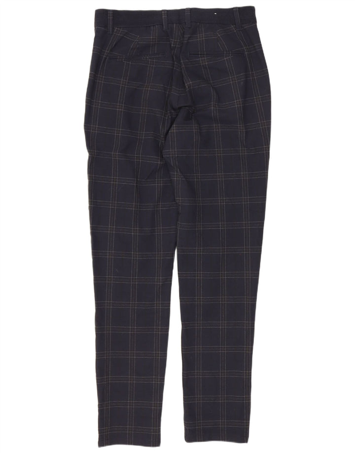 Zara Ανδρικό παντελόνι Chino Slim Small W30 L29 Navy Blue Check Polyester