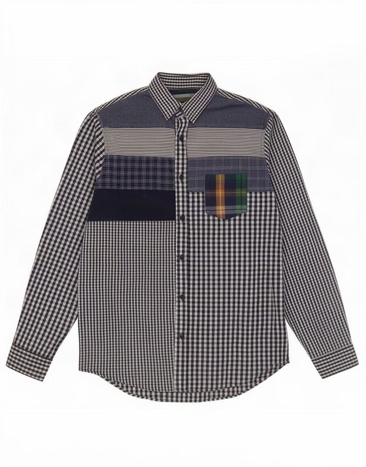Ανδρικό πουκάμισο Desigual Μεγάλο μπλε Navy Patchwork Βαμβακερό