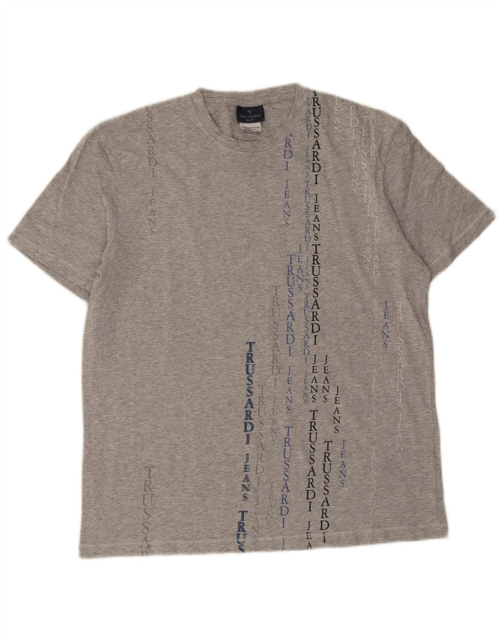 Trussardi Jeans Ανδρικό γραφικό T-Shirt Top Large Grey Flecked