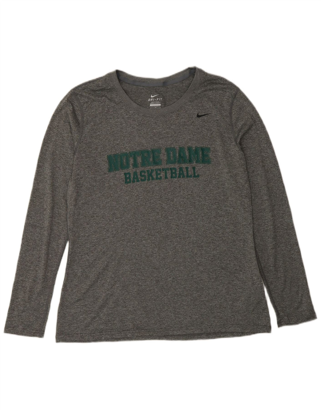 Γυναικείο Nike Dri Fit Graphic Top μακριά μανίκια UK 16 Large Grey Flecked