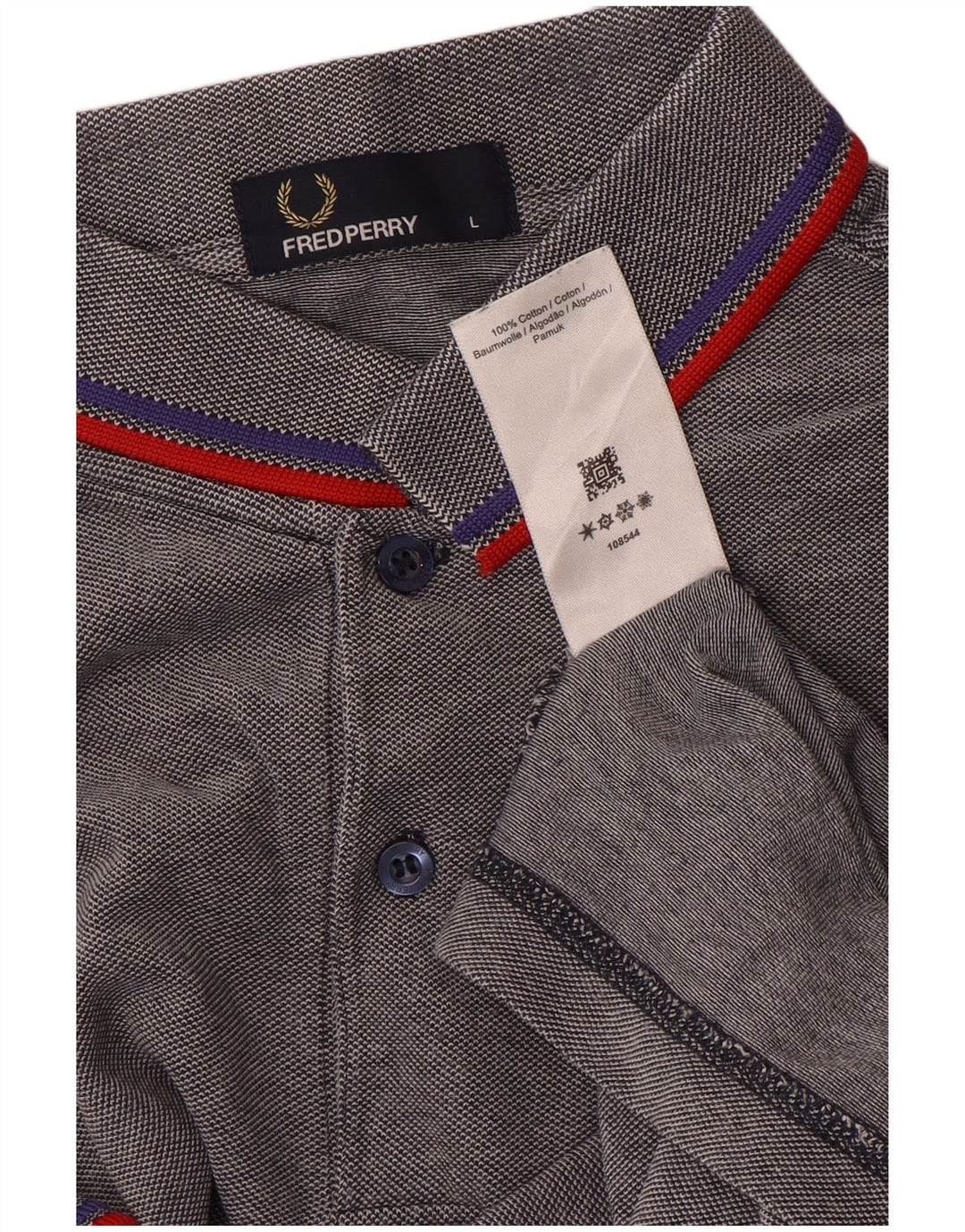 Fred Perry Ανδρικό πουκάμισο Polo μεγάλο γκρι βαμβακερό ριγέ