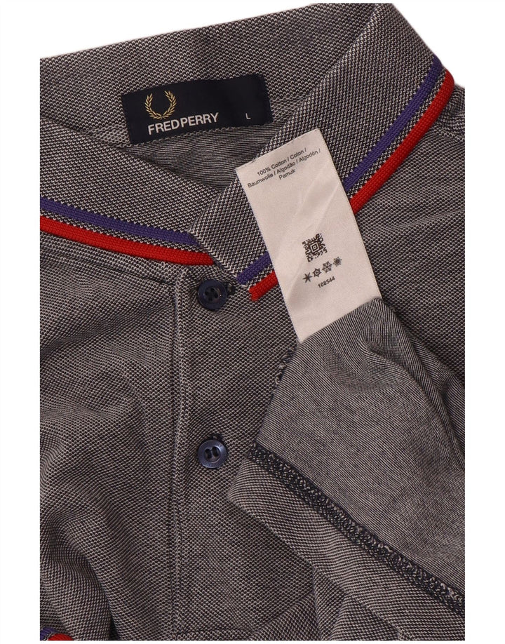 Fred Perry Ανδρικό πουκάμισο Polo μεγάλο γκρι βαμβακερό ριγέ