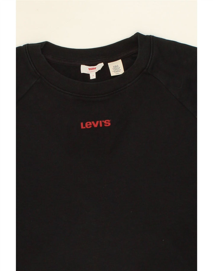 LEVI'S Womens Graphic Oversized Sweatshirt Jumper UK 10 Small Black Cotton Vintage Levi's and Second-Hand Levi's from Messina Hembry 