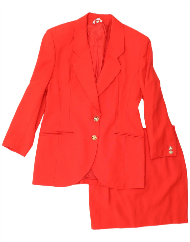 VINTAGE Γυναικείο Σετ Φούστα με 2 Κουμπιά 2 Τεμάχια IT 44 Medium W26 Κόκκινο μαλλί