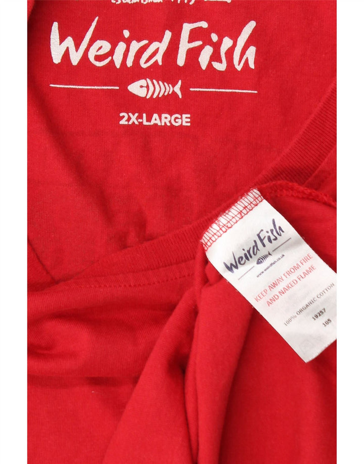 WEIRD FISH Ανδρικό γραφικό T-Shirt Top 2XL κόκκινο βαμβακερό