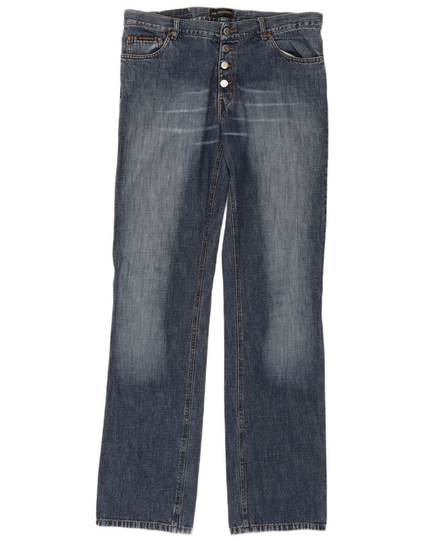 VINTAGE Mens Straight Jeans W33 L37 Blue Cotton