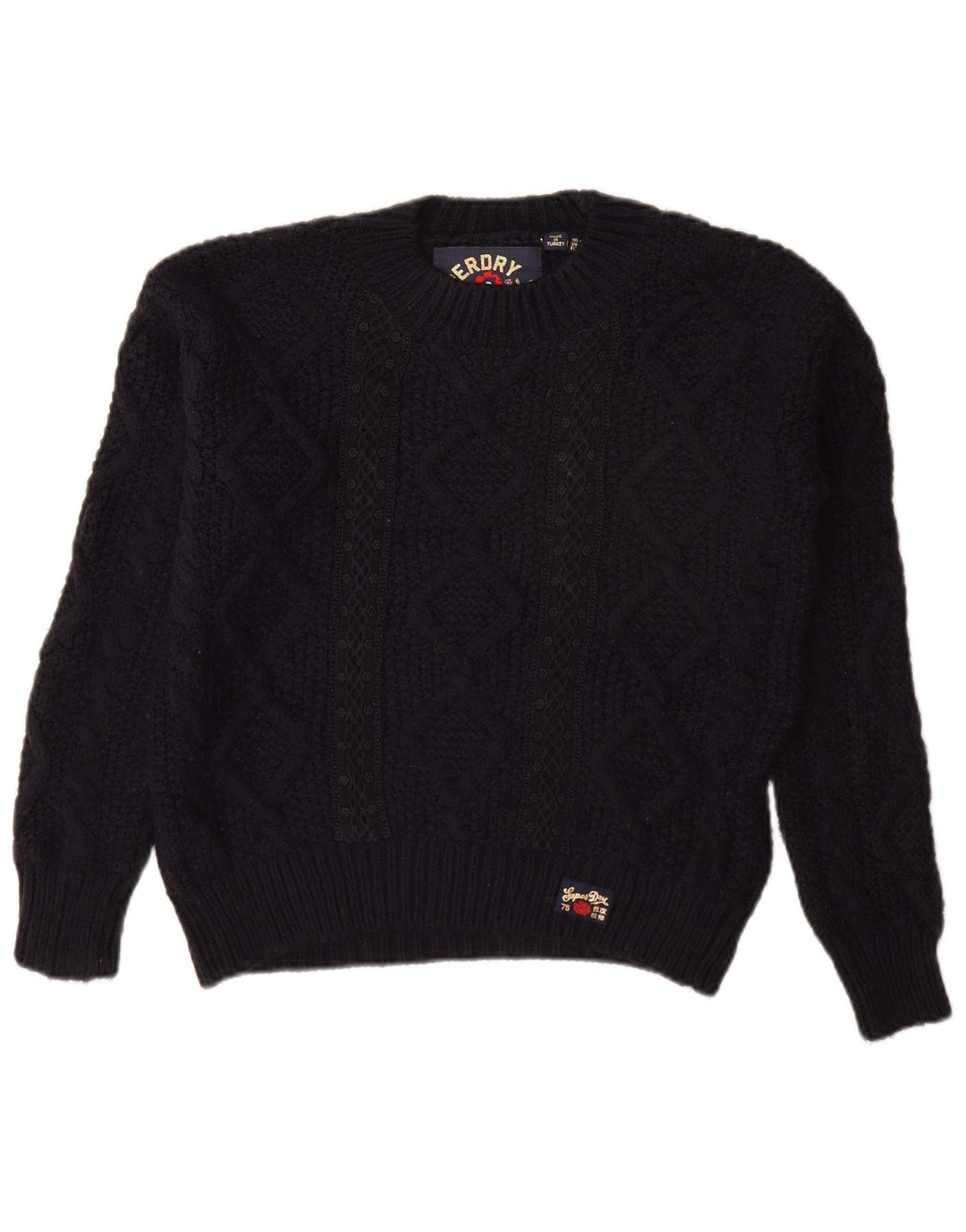 SUPERDRY Γυναικείο πουλόβερ με λαιμόκοψη μεγάλου μεγέθους UK 8 Small Navy Blue