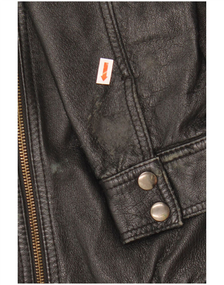 H&M Γυναικείο Crop Δερμάτινο Μπουφάν EU 38 Medium Black Leather