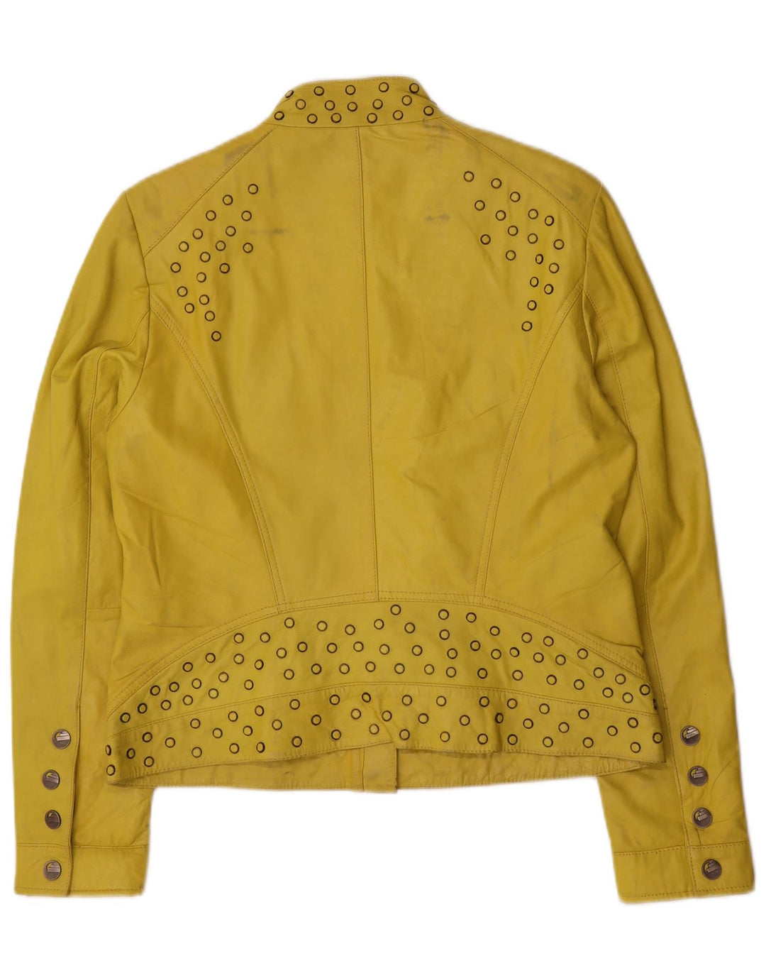 Biba Γυναικείο Δερμάτινο Μπουφάν UK 14 Medium Yellow Spotted Leather