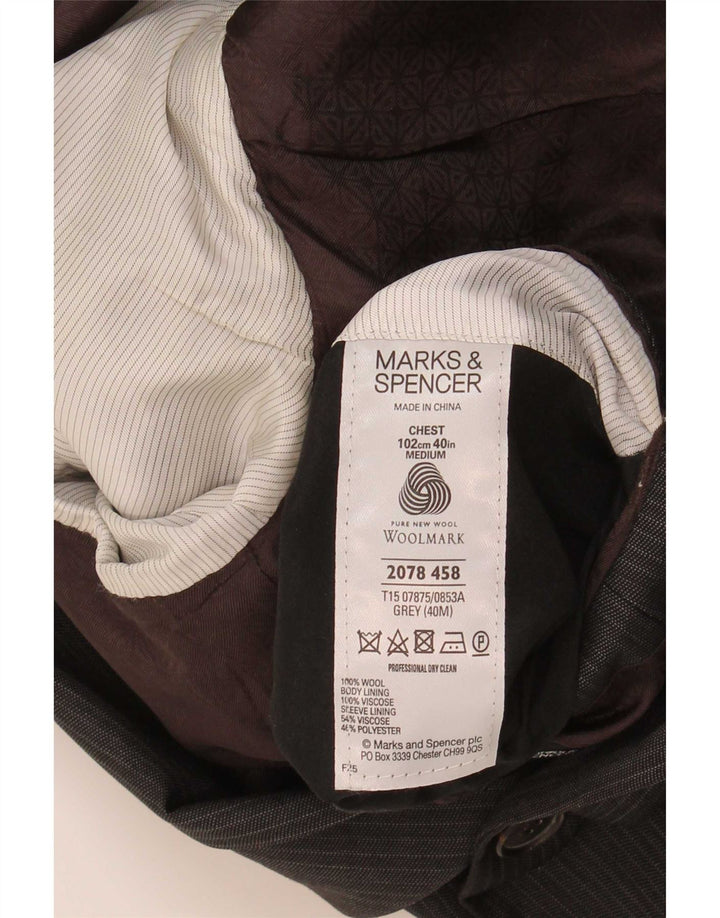 Marks & Spencer Ανδρικό μπλέιζερ με 2 κουμπιά μπουφάν UK 40 μεσαίου γκρι ρίγες