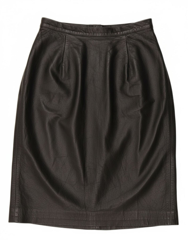Vintage Γυναικεία Ψηλόμεση Δερμάτινη Φούστα IT 42 Medium W28 Μαύρη