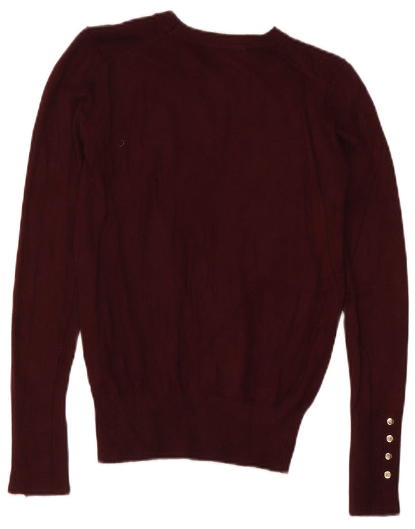 Zara Γυναικείο πουλόβερ με λαιμόκαυστο UK 8 Small Burgundy Viscose